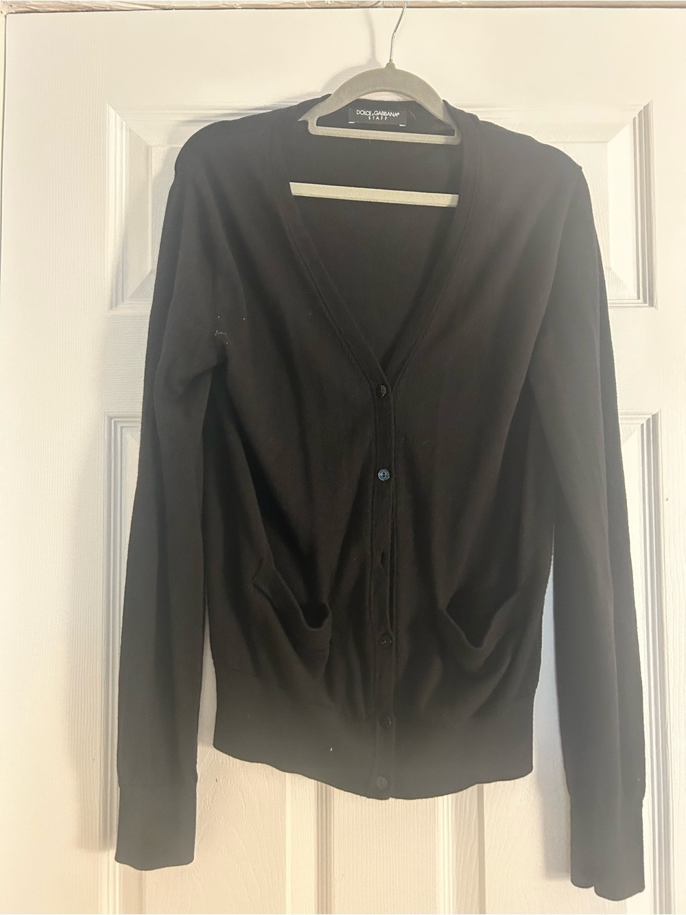 Dolce & Gabbana Black Button-Front V-Neck Cardigan